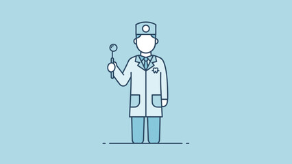 Illustration of a Dentist Holding Dental Instrument.