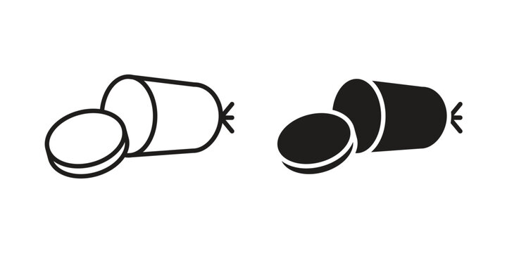 Sausage salami icons on white background. EPS 10. Editable linear style stroke. Vector icon
