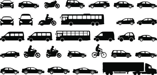 Vehicle silhouettes collection Vector