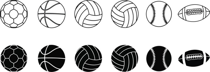Sports balls icon set Vector