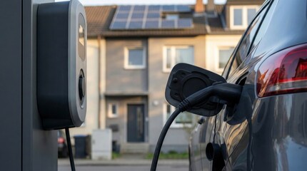 voiture en charge &agrave; la maison