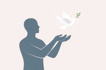 Peace symbol with dove and olive branch