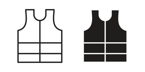 Vest jacket icons on white background. EPS 10. Editable linear style stroke. Vector icon © iconic