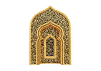 golden arabesque arch motif with intricate filigree decorative frame