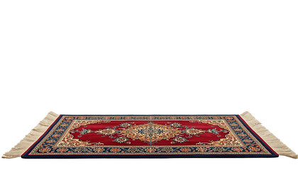 A beautifully designed red oriental rug with intricate patterns on transparent background