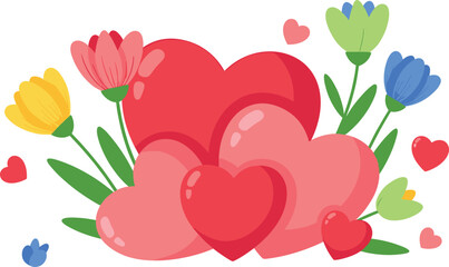 Colorful heart and flower arrangement for valentines day celebration