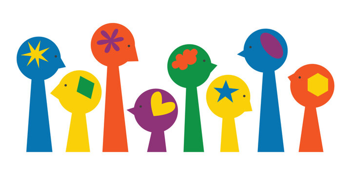 Silhouettes of various brains. Neurodivergent spectrum awareness concept. Different heads, unique minds and creative thinking. Autism, ADHD and cognitive differences inclusion vector flat illustration