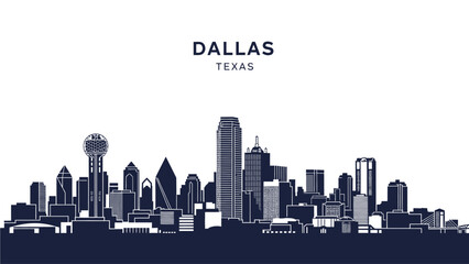 Cityscape Illustration of Dallas Texas Skyline with Modern Architecture and Skyscrapers