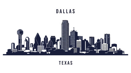 Cityscape Illustration of Dallas Texas Skyline with Modern Architecture and Skyscrapers