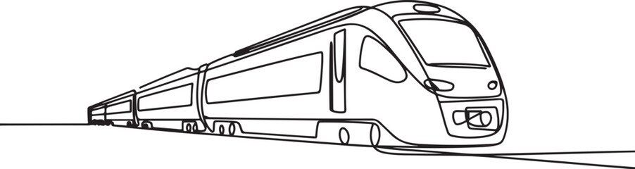 Traveling by train minimalist black linear sketch isolated on white background. one line Art icon drawing © mst