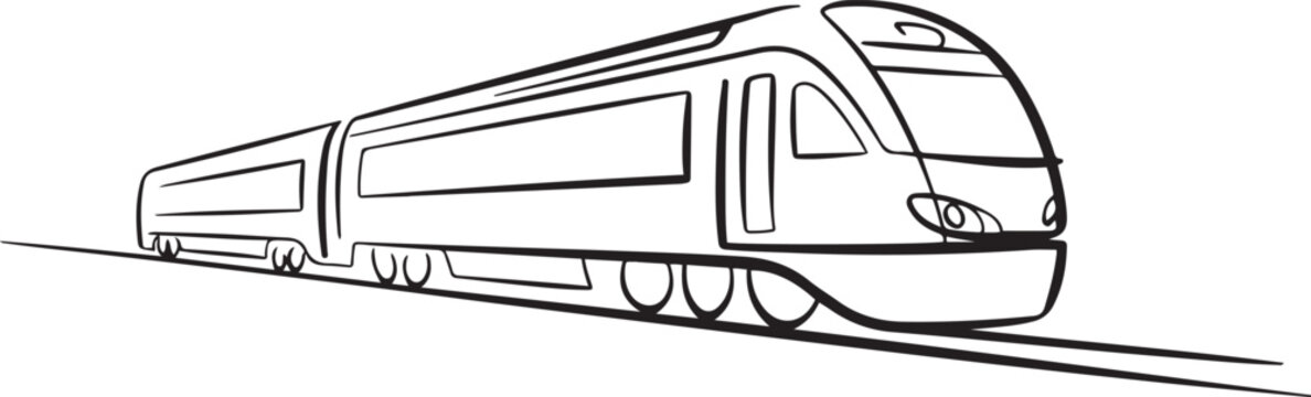 Traveling by train minimalist black linear sketch isolated on white background. one line Art icon drawing