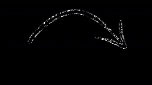white arrow chalk texture sketch hand drawn style animation on a plain black background animated in a rough organic scribble team tactics or school childlike manner 4K