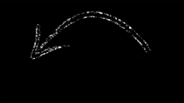 white arrow chalk texture sketch hand drawn style animation on a plain black background animated in a rough organic scribble team tactics or school childlike manner 4K