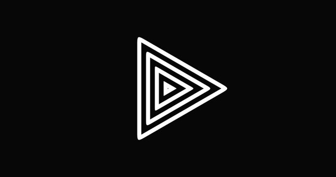 Mesmerizing abstract loop of concentric white lines forming a triangle on a black backdrop, creating hypnotic striped patterns and a seamless geometric motion illusion