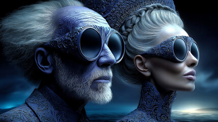 older couple wearing sunglasses enjoying sunny day, happy senior couple in sunglasses outdoors, stylish mature couple with sunglasses lifestyle portrait