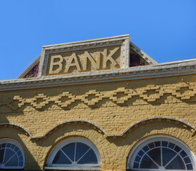 Bank in Letters on Old Building