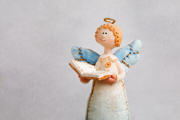 Angel figurine souvenir with copy space