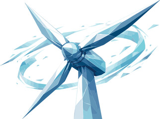 Futuristic Wind Turbine. Low-poly vector illustration focused on a futuristic wind turbine concept, polygonal geometric style with