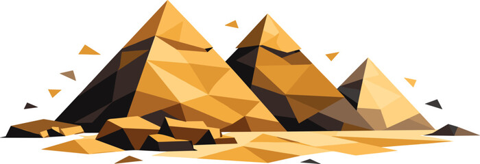 Geometric Pyramids Illustration. Low-poly vector illustration focused on the Pyramids of Giza, polygonal geometric style with