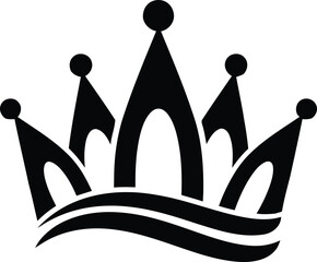 Abstract royal crown icon with wave elements