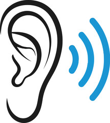 Ear hearing sound wave icon Vector