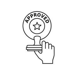 Obraz premium Hand Holding Approved Stamp Icon for Certification and Validation