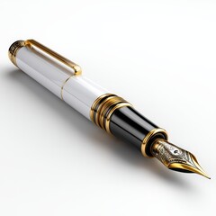 Elegant Luxury Fountain Pen with Gold Accents on White Background