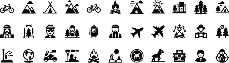 Icon set for travel and outdoor adventures Vector