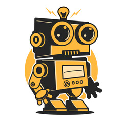 Robot logo template. Robotic logo design. Tech bot logo. Vector illustration