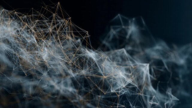 Abstract neural network with blue and gold tones, symbolizing ADHD, executive function, and hyperfocus for impactful commercial and editorial projects