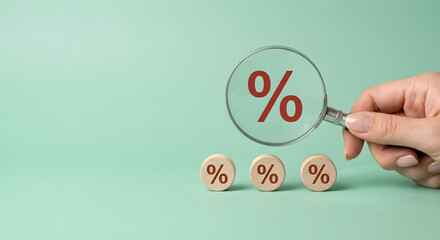 Magnifying glass on percentage signs