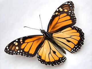 Fototapeta premium Monarch Butterfly with Open Wings on White Background