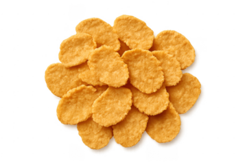 Pile of crunchy corn flakes breakfast cereal