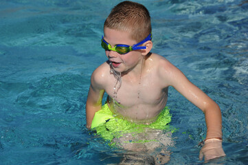 Dripping Wet Exiting the Pool