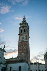 Fototapeta premium Santa Maria Formosa Church baroque bell tower in Venice at sunse