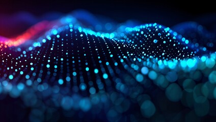 Abstract Blue Red Technology Dot Wave