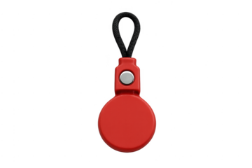 Red tracking device with black loop keychain