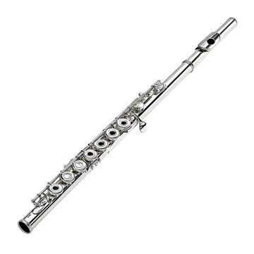 Silver flute isolated on transparent background