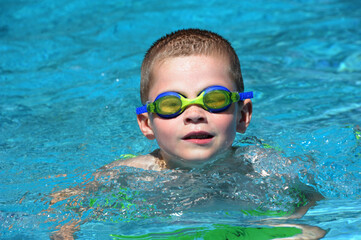 Goggles on in the Swimming Pool