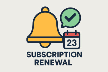 Fototapeta premium Subscription renewal reminder with calendar and notification bell icon