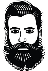 Black and white of a mans face with a beard