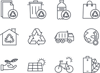 Black and white of eco friendly and symbols