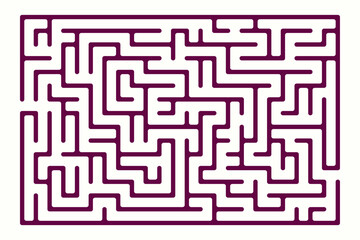 Fun labyrinth (maze) game rectangular shape. Vector graphic illustration of easy labyrinth.	