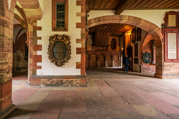 View of the cloister of Basel Minster in Switzerland.