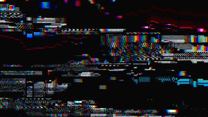 VHS Glitch Screen Effect. Abstract Technology Background