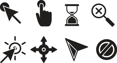 Computer and interface cursor hand hourglass