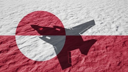 Strategic military importance of the arctic shown by a jet shadow over Greenland.