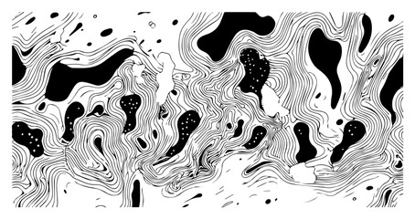 Abstract organic fluid pattern with flowing wavy lines and liquid shapes hand drawn vector