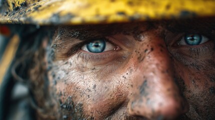 Dirty construction worker close-up