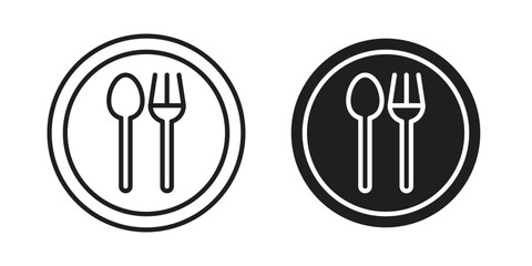 Food icons in line art and flat black clipart design style